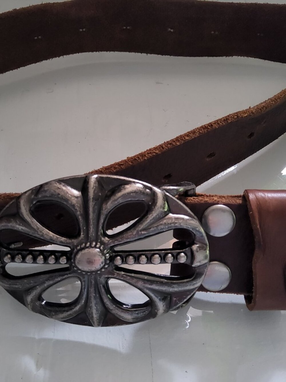 Vintage Bed Stu brown leather belt Size L